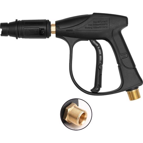 Pistolet de lavage à pression courte, poignée à eau élevée pour canon à mousse, lavage de voiture, filetage de vis 22x1.5mm. (1/5)