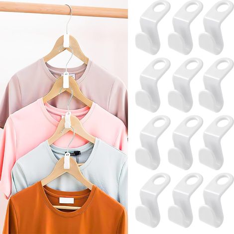 Crochets de Connexion pour Cintres – Clips Gain de Place pour Rangement d'Armoire, Relient Les Cintres pour Empiler Les Vêtements Verticalement (Blanc - 100 Pièces)
