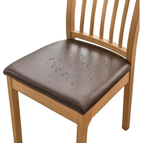 BelleRise - Lot de 6 housses de chaises de salle à manger imperméables en similicuir marron (1/5)