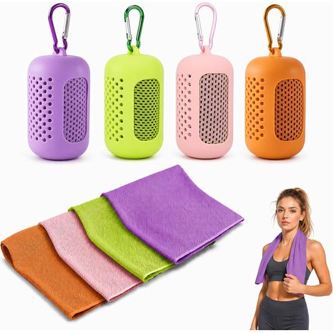 Lot de 4 Serviettes Rafraîchissantes Sport – Microfibre Séchage Rapide 30x90cm Manchon Silicone (1/5)