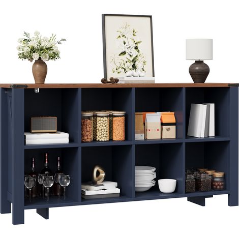 Credenza libreria 140x34x75 cm in MDF blu con vano portaoggetti salvaspazio per soggiorno (1/5)