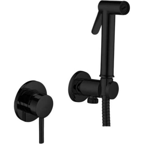 Set bidet da incasso a 2 fori con miscelatore e doccetta colore nero opaco Paffoni KITDUP110NO  Nero opaco