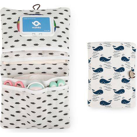 Sac à langer 2 en 1 – Sac portable – Motif baleine bleue – (1/5)