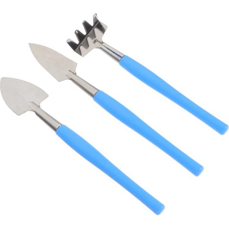 Lot de 3 Truelles de Jardinage en Acier Inoxydable Bleu Outils de Jardinage Compacts, Robustes et Peu Déformables, pour Plantation sur Balcon et Travail du Sol (1/5)