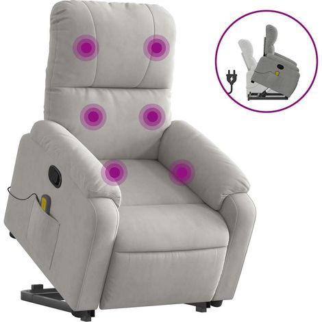 Maison Exclusive - Massagesessel mit Aufstehhilfe Hellgrau Mikrof