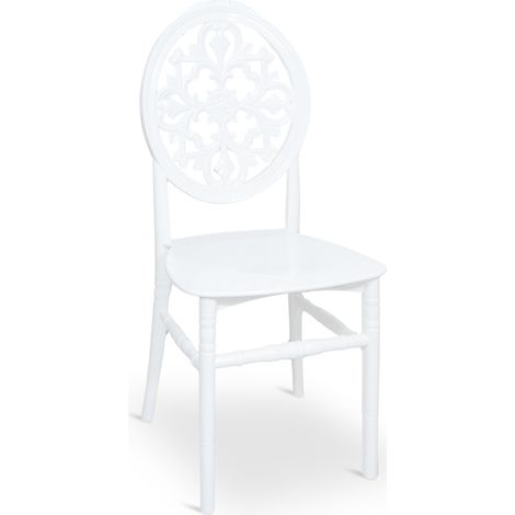 Silla Venus de plástico polipropileno blanco con respaldo decorado apilable
