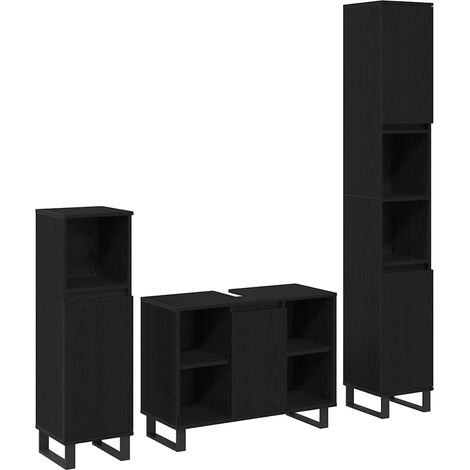 Bathroom Furniture Set with Storage 3 pcs Black Engineered wood vidaXL (1/5)