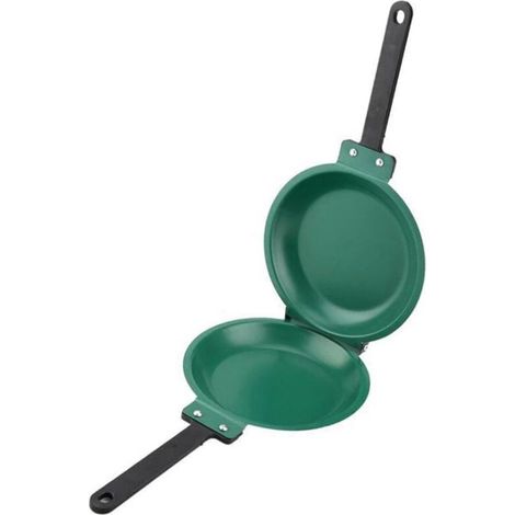 Poêle Pliante en Acier Inoxydable, Poêle Antiadhésive Double Face, 19 Cm pour une Cuisson Rapide du Petit Déjeuner (Green) (1/4)