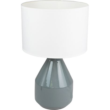 Lampe a poser ceramique anthracite et tissu luminaire LED E27 deco chambre salon (1/3)