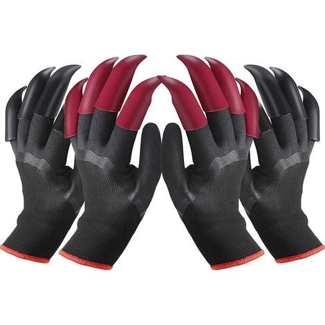 2 paires de gants de jardinage imperméables, taille 2611 cm, avec 8 griffes rouges/noires chacune, adaptées au creusement, au travail et au labeur à la ferme (1/5)