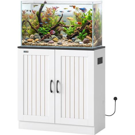 PawHut Fish Tank Stand, 20-29 Gallon Aquarium Stand, 78 x 35 x 80 cm, White (1/5)