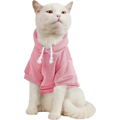 Sweat à capuche pour chien, veste chaude pour chien, vêtements pour chat, vêtements pour chiots et chatons de petite et moyenne taille (rose - M) (1/4)