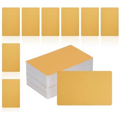 200 cartes de visite vierges en métal, épaisseur 0,4 mm (1/64 pouce), format 8,6 x 5,1 cm (3,4 x 2 pouces), aluminium, gravure laser, or foncé. (1/5)