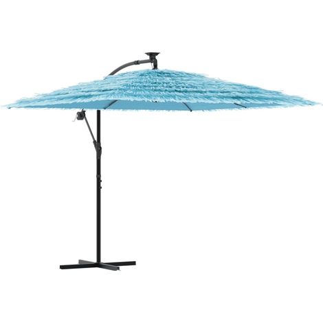 Sombrilla de jardín de poliéster 269 x 269 x 235 cm protección solar con mecanismo de manivela de acero azul 020056379