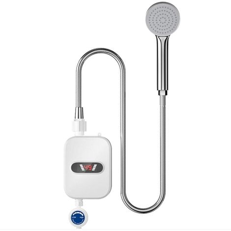 3500W Chauffe Eau Électrique LED IPX4 Instantané Étanche Ensemble de Douche Thermostatique pour Salle de Bain et Cuisine