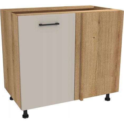 Unterer Eckküchenschrank 105 Capri, Korpus Eiche Evoke, Front Kaschmir Matt (1/3)