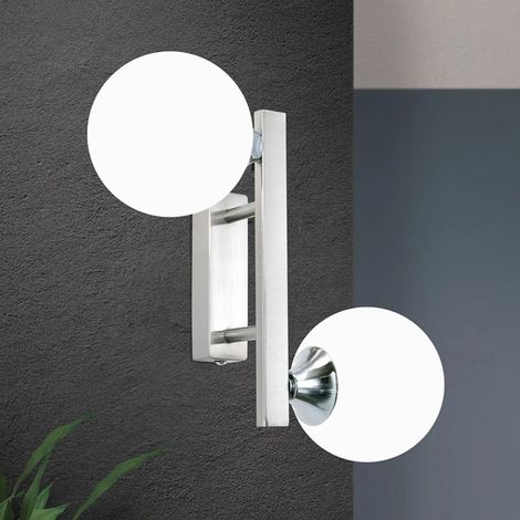 [NEUWERTIG] B-Ware Orion Snowwhite Wandleuchte Lampe Glaskugel Nickel Matt Glaswandleuchte