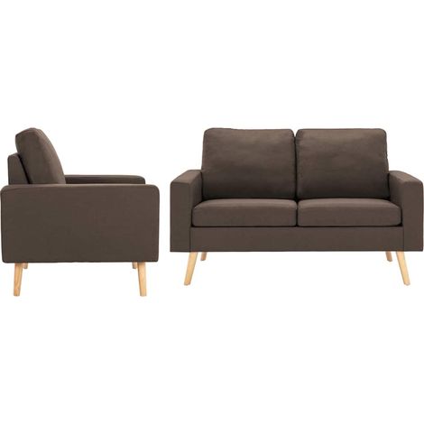 2 pcs Ensemble Canapés droits de relaxation Canapé relax - Canapé de salon Tissu Marron BV544239 - BonneVie (1/5)