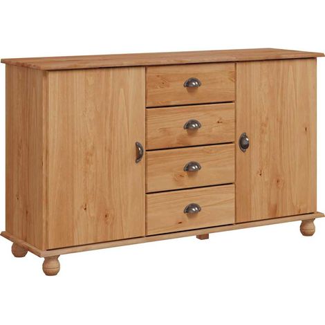 Buffet Meuble de rangement avec tiroir ASKIM 133,5 x 40 x 79 cm Bois de pin massif (1/5)