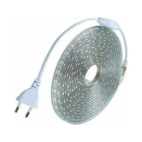 Kit complet de ruban LED de 10 mètres, 220 V, silicone étanche IP68, blanc froid 6000 K, SMD5050, 60 LED/m aucun transformateur requis. (1/4)