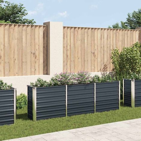 vidaXL Arriate de jardín de acero galvanizado antracita 240x40x77 cm (1/5)