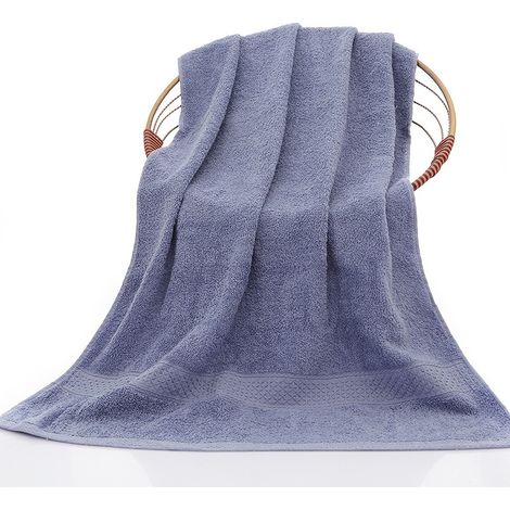 Lot de 2 grandes serviettes de bain, 100 % coton 350 g/m², 70 x 140 cm, extra douces, violettes (1/4)