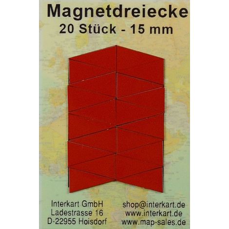 Segnaposto magnetici triangolari monocolore per mappe. Rossi. 20 pezzi. (1/4)