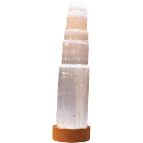 Lampe de roche en cristal de sélénite pure USB, veilleuse tour de montagne à intensité variable, 7 couleurs, lampe de sel de l'Himalaya pour chambre, bureau, méditation, pour salon (1/5)