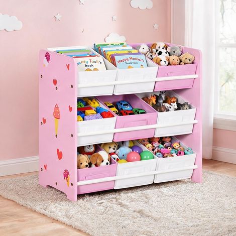 Meuble de rangement enfant en MDF et tissu non tissé avec 9 (1/5)