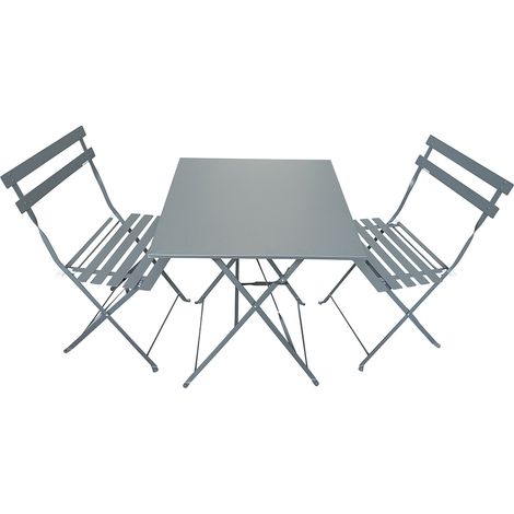 Ensemble de jardin pliable Madalena - Table de bistrot carrée et 2 chaises pour balcon ou terrasse - - Anthracite