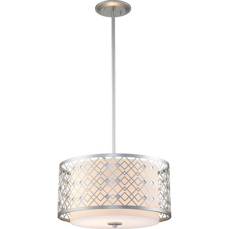 Elstead Ziggy Plafoniera a Sospensione Cilindrica a 2 Luci, Laccata Argento (1/5)