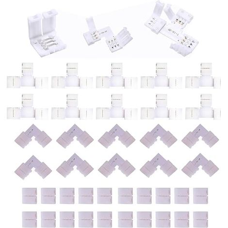 Connecteur Ruban LED 3 broches,Connecteur Rapides de Bande LED à 3 Broches Adaptateur Forme L et T pour Strip LED SMD 5050 RGB de 8mm de Large (1/2)