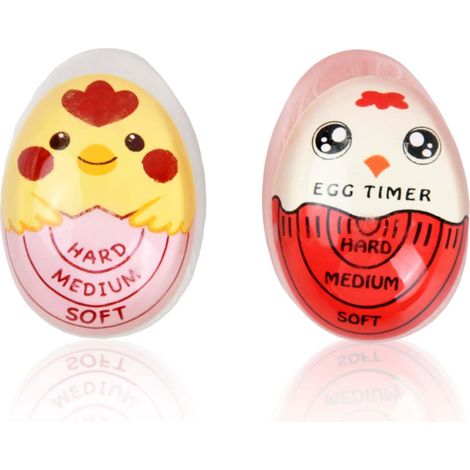 Juego de 2 temporizadores de huevos que cambian de color, indicador de cocción perfecto para huevos pasados por agua, medianos o duros, temporizador de huevos de resina apta para alimentos, fácil de u (1/5)