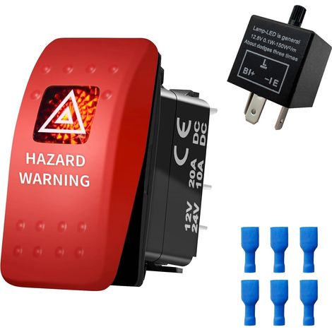 12V 20A Rouge LED Avertissement de Danger Interrupteur for (1/5)