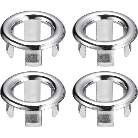 Évier Garniture Trop-plein Couvercle, 4Pcs Évier Trop-plein Anneaux 25mm Toilettes Cuisine Lavabo Bonde Couverture Trou Insert en Rond Capuchons, Argenté (1/5)