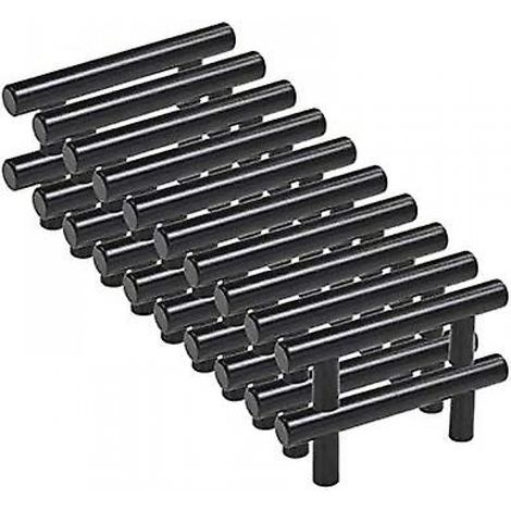 BEBUSINGOTO 20 schwarze T-förmige Schrankgriffe, 96 mm, 12 mm Achsabstand.