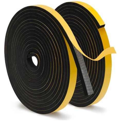 2 Rouleaux Joint Fenêtre Isolation Joint Porte Mousse Adhésif 6mm x 12mm x 5m Pour l'isolation acoustique et les joints anti froid, antidérapant, bande de caoutchouc anti choc et anti froid (1/5)