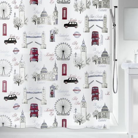 Rideau de Douche PEVA Westminster 180x200cm Rouge Sable (1/3)