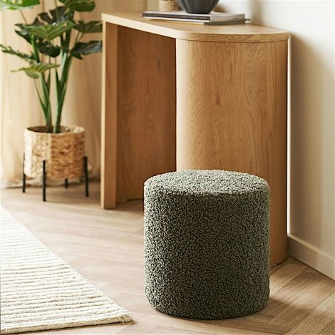 Pouf rond en bouclette verte teddy BERLIN