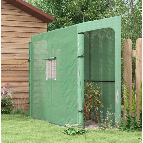Serre de jardin adossée 200x80x200 cm en acier vert, gain de place, pour tomates FloraGrace (1/5)