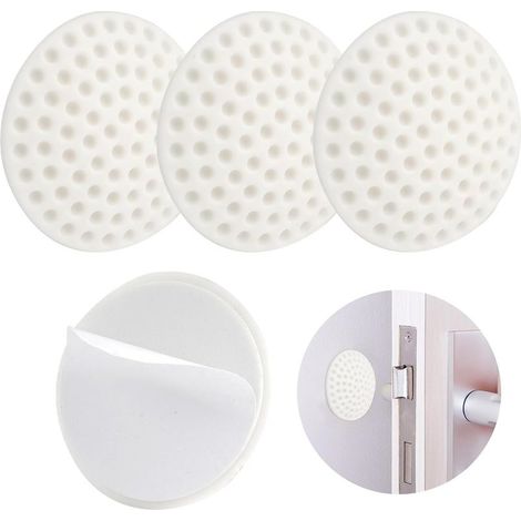 Lot de 4 Butoirs de Porte Blancs Autocollants, Protection Murale Robuste pour Portes Lourdes, Poignée de Porte Invisible, Facile à Installer, Butoir Mural Durable et Discret,Matériel de silicon (1/5)
