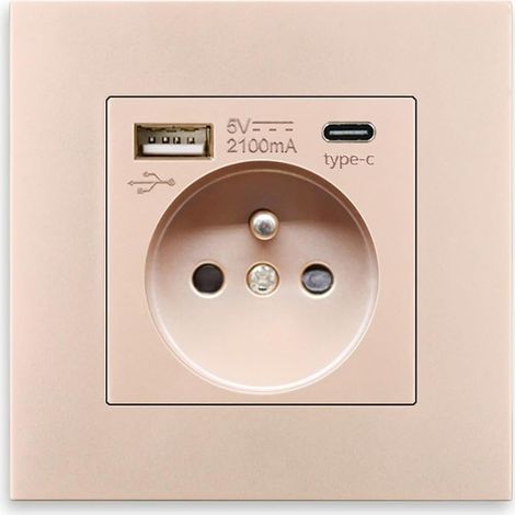 Toma de corriente de pared USB tipo C con puerto de carga, fuente de alimentación doméstica, enchufe estándar de la UE, CA 110-250 V, 16 A (tipo 1) (1/5)