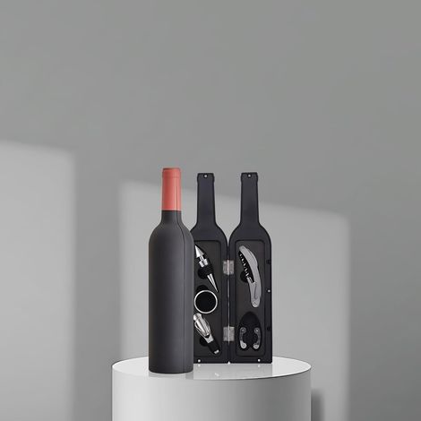 Coffret cadeau de luxe avec tire-bouchon – comprenant coupe-capsule, anneau anti-gouttes, bec verseur et bouchon – décoration pour la maison ou le bureau-AquaForge (1/4)