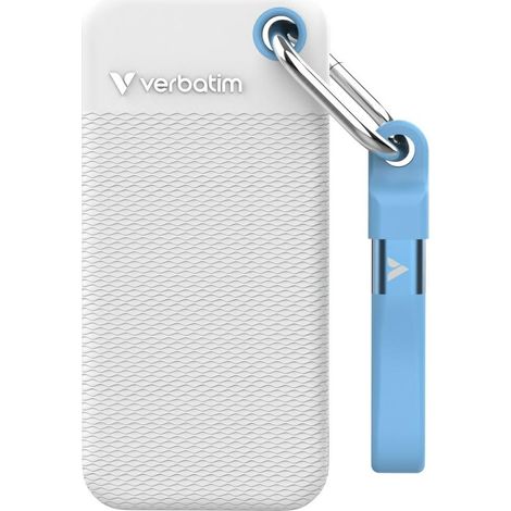 Disque SSD externe Verbatim Pocket SSD 1 To USB-C 3.2 Gen.2 Blanc-Bleu clair 32320 (1/5)