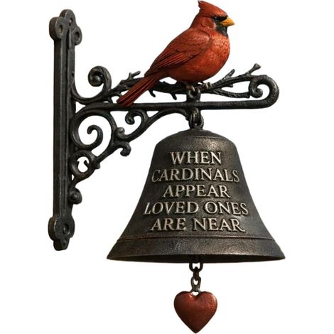 Campana de cena con forma de pájaro rojo para porche, decoración de jardín/rancho/entrada/valla/pared/casa