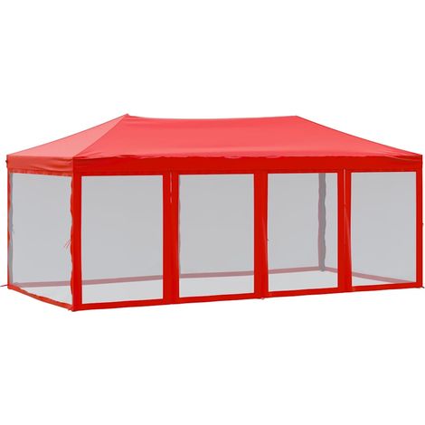 Tente de réception pliable, Pavillon, Pergola, Tente de jardin, avec parois Rouge 3x6 m OIB1751E (1/5)