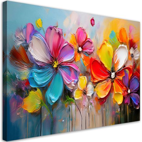 Tableau déco Fleurs abstraites aux couleurs pastel 60x40 (1/5)
