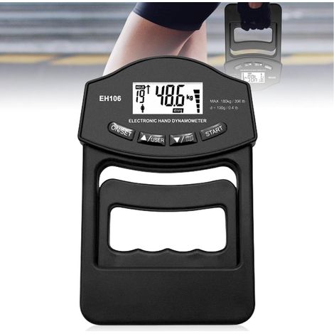 Digitaler Handkraftmesser, 180 kg, empfindlicher Griffkraftmesser, elektronischer Griffkraftmesser, großes LED-Display mit USB-Ladekabel (schwarz) (1/5)