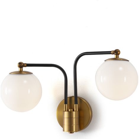 Wandleuchte 50x18x29 Weißes Glas / Gold Metall -Beleuchtung / Wandlampe für alle Stile, um zu Hause eine Note zu verleihen (1/3)