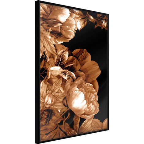 Affiche Murale Encadrée "Summer Flowers in Sepia" 30 x 42 cm Noir